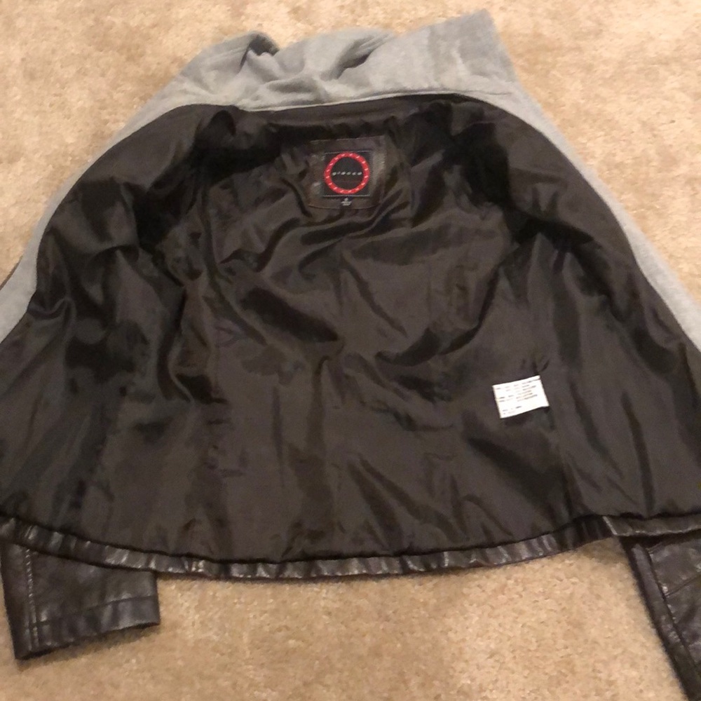 Giacca Brown Faux Leather Sweatshirt Jacket - Picture 4 of 5
